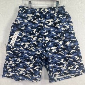 NWT Jake Austin Swim Trunks Mens Small Blue Digital Camo Lined Surf Cargo Shorts